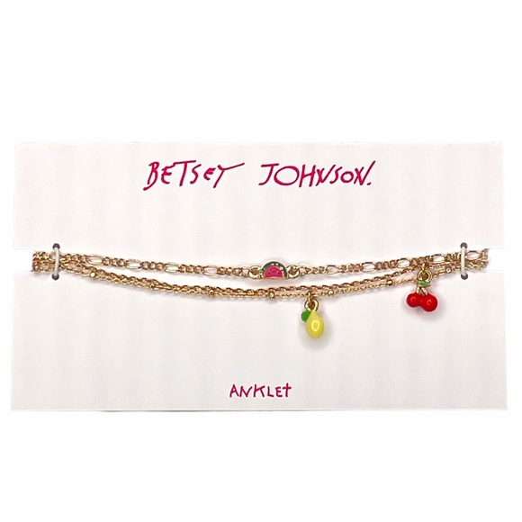Betsey Johnson Mixed Fruit Charm Anklet Set, Gold - Picture 4 of 4